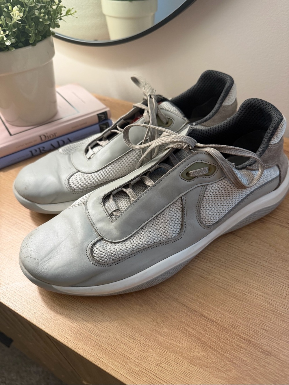 Prada Cup Men's Gray Casual Lace-Up Sneakers - Picture 2 of 16